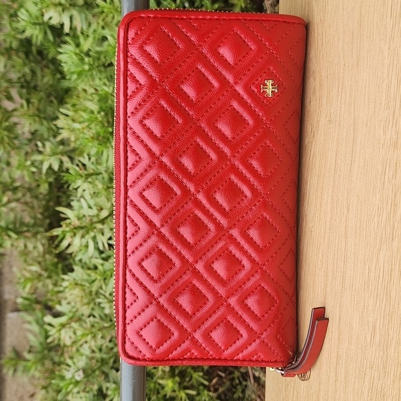 Tory Burch Red and Gold Wallet - Picture 1 of 11